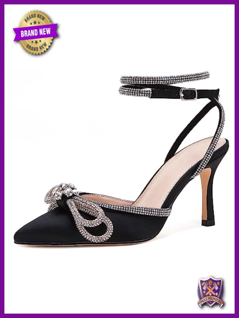 Double Bow Pointed Toe Crystal Pumps Stilettos Wedding Bridal Party Heels